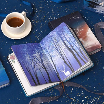 Luminous A5 Notebook – Retro Korean Black Diary, Planner & Journal for Students