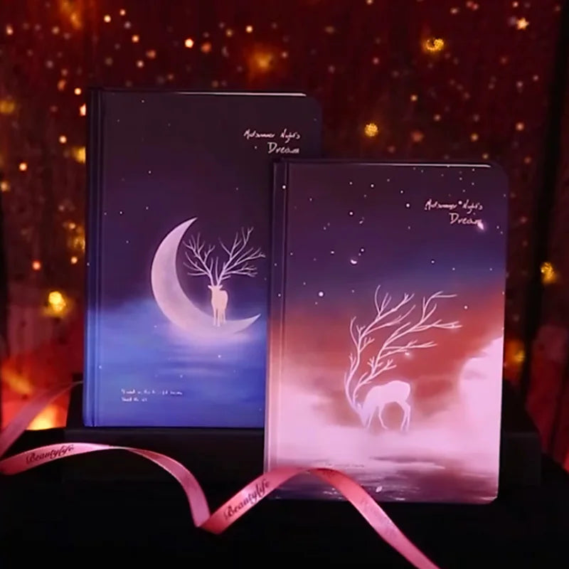 Luminous A5 Notebook – Retro Korean Black Diary, Planner & Journal for Students