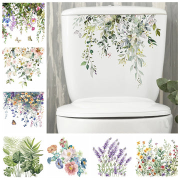 Self-Adhesive Toilet Wall Decal – Floral Bathroom Decor Sticker