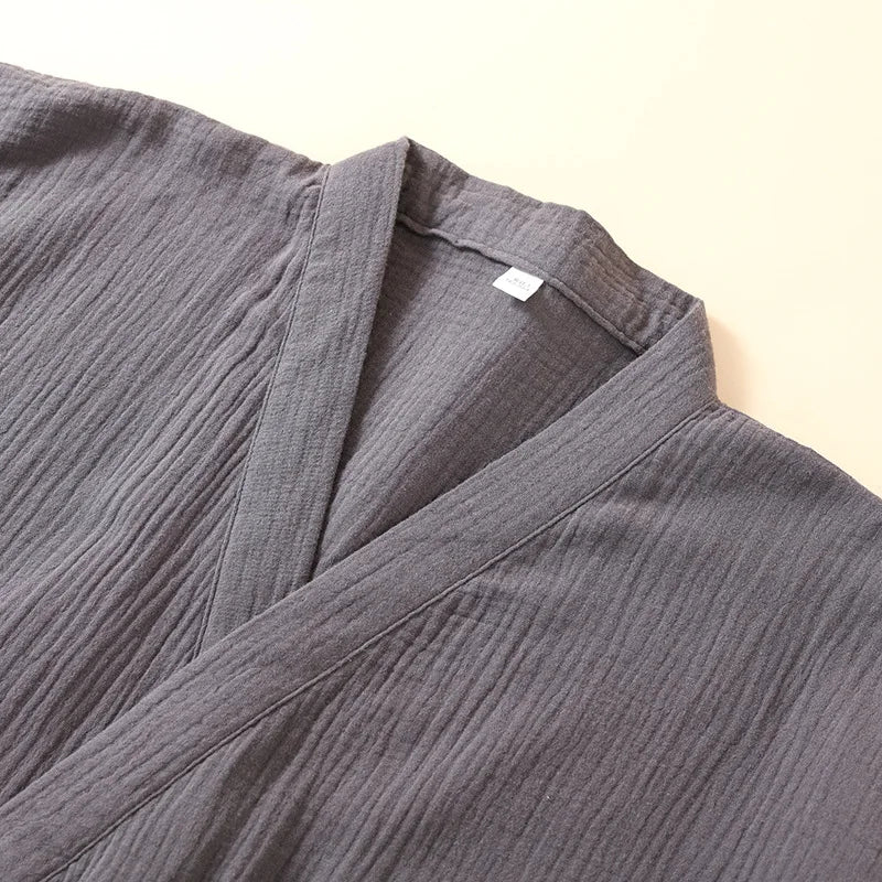 2025 Japanese Cotton Kimono Robe – Lightweight Spring/Summer Bathrobe for Men & Women