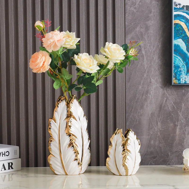 Nordic Gold Ceramic Vases – Elegant Home Decor