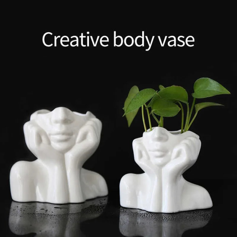 Modern Ceramic Human Face Vase – Nordic Art Head Plant Pot for Living Room Decor