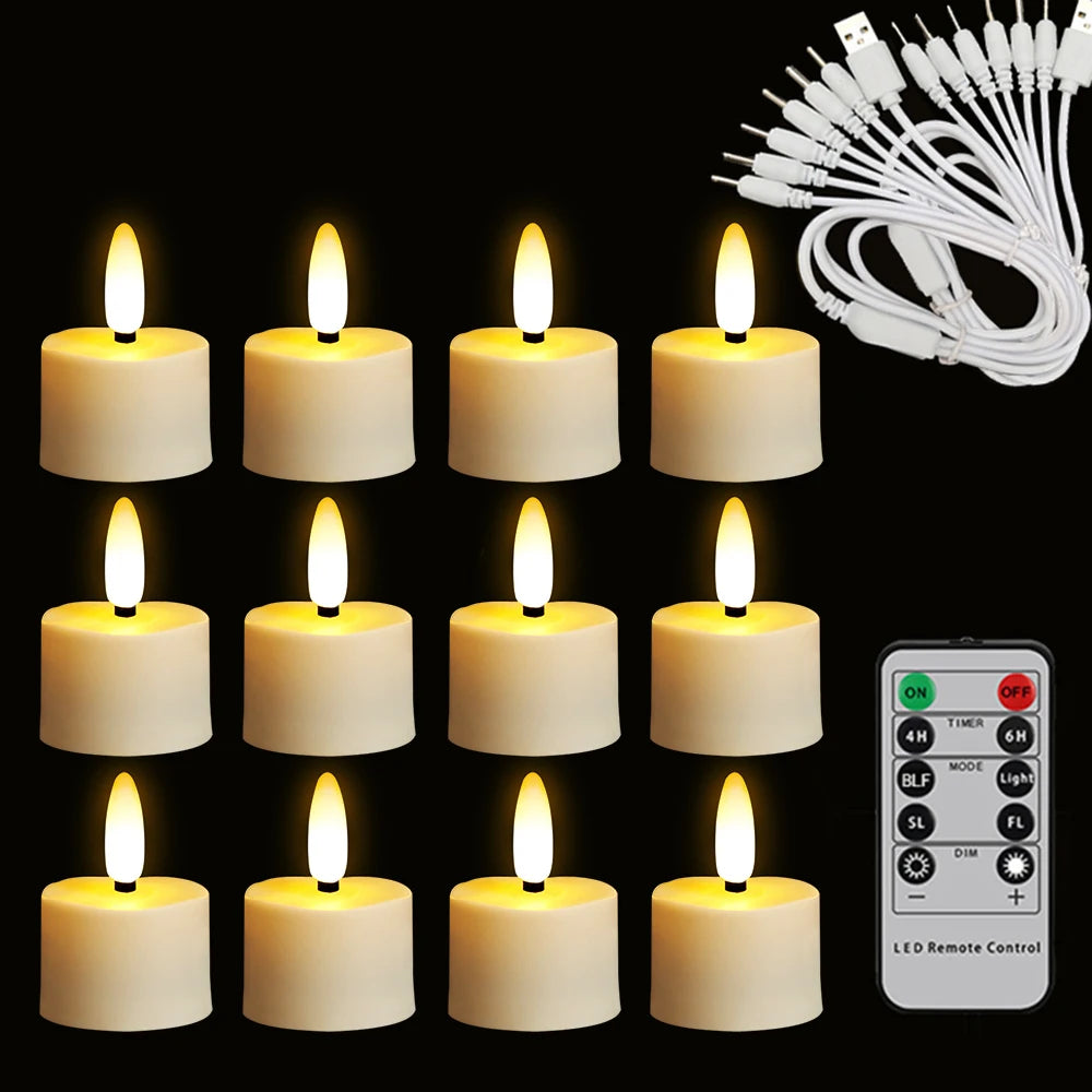 LED Rechargeable Candles – Timer & Remote with Flashing Flames for Holiday