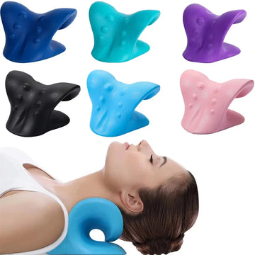 Cervical Spine Neck & Shoulder Relaxer Traction Device with Massage Pillow