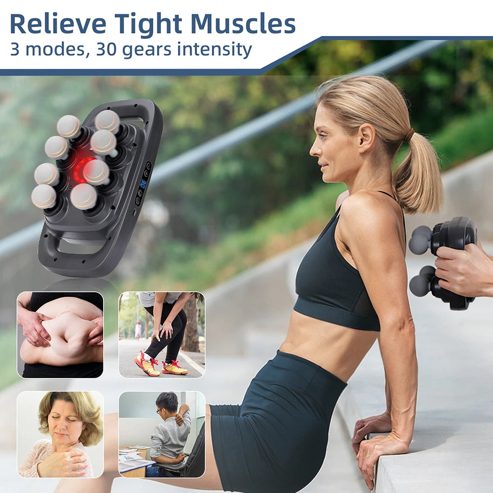 8-Head Fascia Gun – High-Frequency Vibration Body Massager