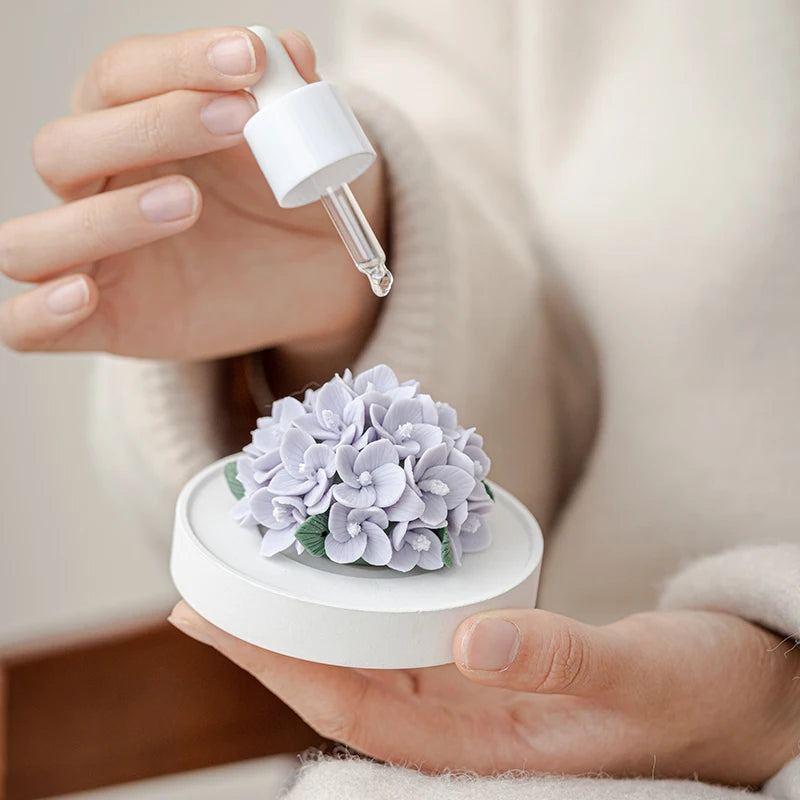 Hydrangea Ceramic Aromatherapy Diffuser – No Fire Essential Oil Stone for Indoor & Car