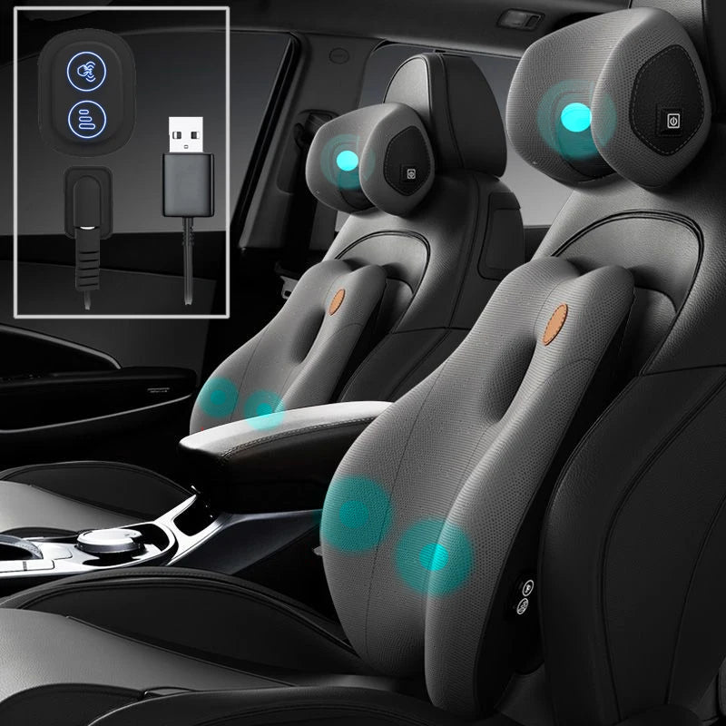Car Neck & Back Massage Pillow – Auto Seat Cushion for Travel Relief