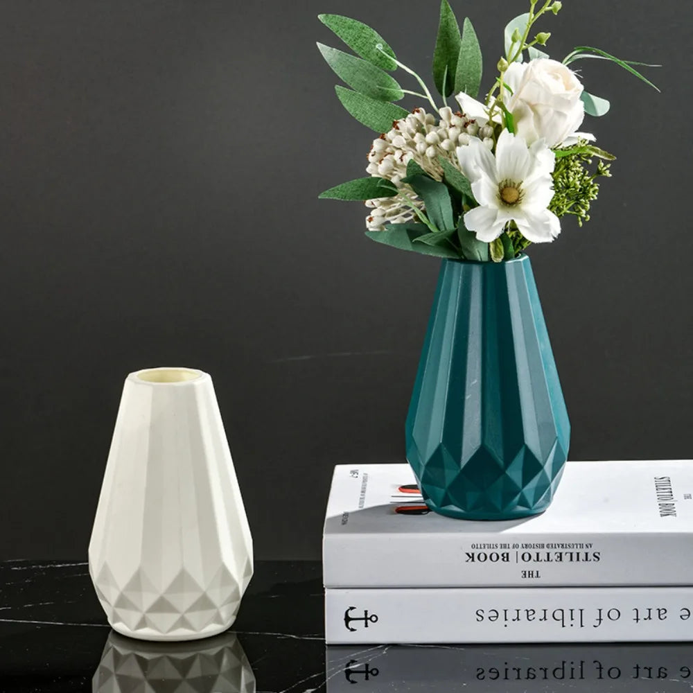 Diamond Shaped Flower Vase – Nordic Style Imitation Ceramic Pot